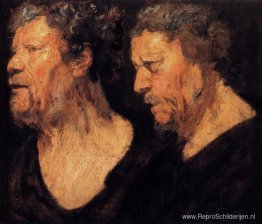 Twee studies van het hoofd van Abraham Grapheus