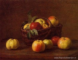 Appels in een mand op een tafel