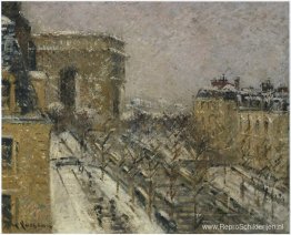 Arc de Triomphe in de sneeuw