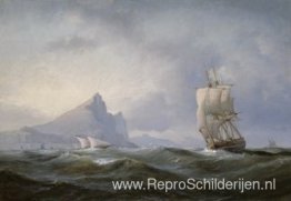 Zeilschip voor de kust van Gibraltar