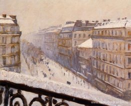 Boulevard Haussmann in de sneeuw