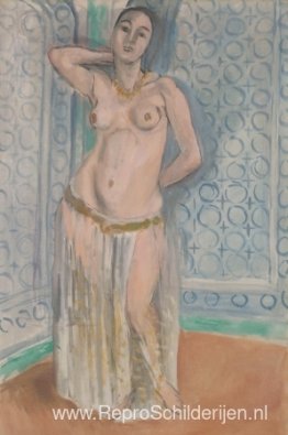 Odalisque in blauwe of witte slaaf