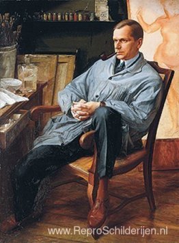 Portret van Vasili Shuhaev in zijn atelier