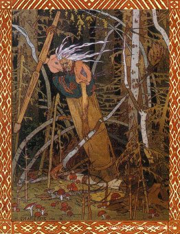 Baba Yaga. Illustratie bij het sprookje "Vasilisa de Schone"