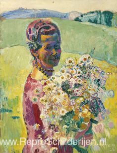 Dame met bloemen - Anna Amiet met bloemen