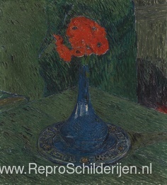 Papaver in blauwe vaas