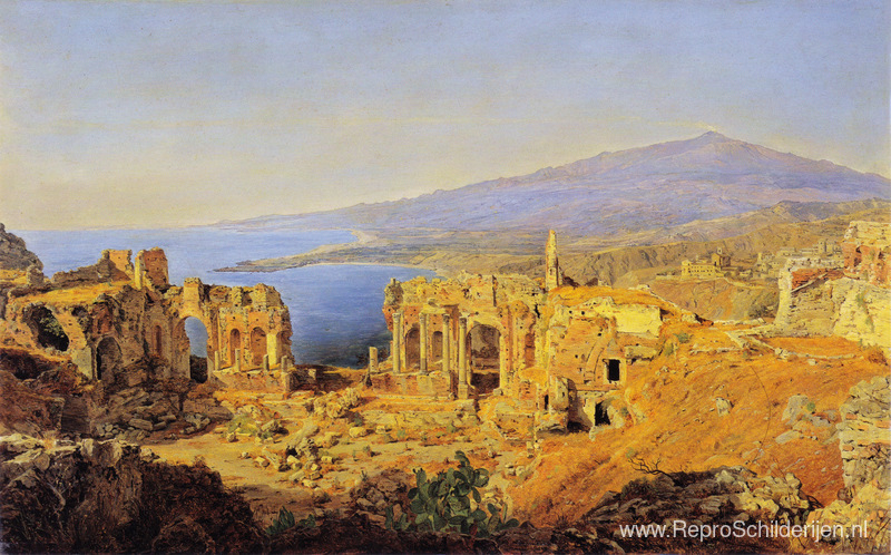 De ruïne van het Griekse theater in Taormina, Sicilië