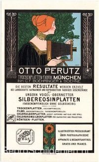 Otto Perutz lithografische reclamekaart