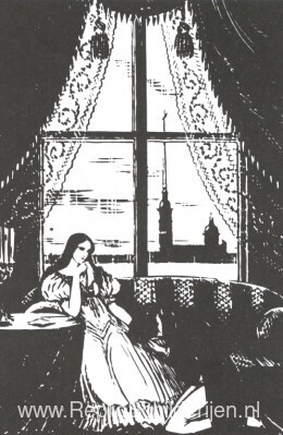 Een illustratie uit "Eugene Onegin" van A. Poesjkin